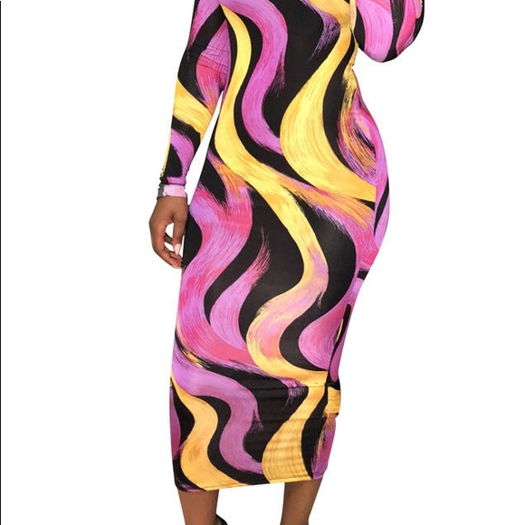 Painted Long Sleeve Dress - Picture 7 of 7